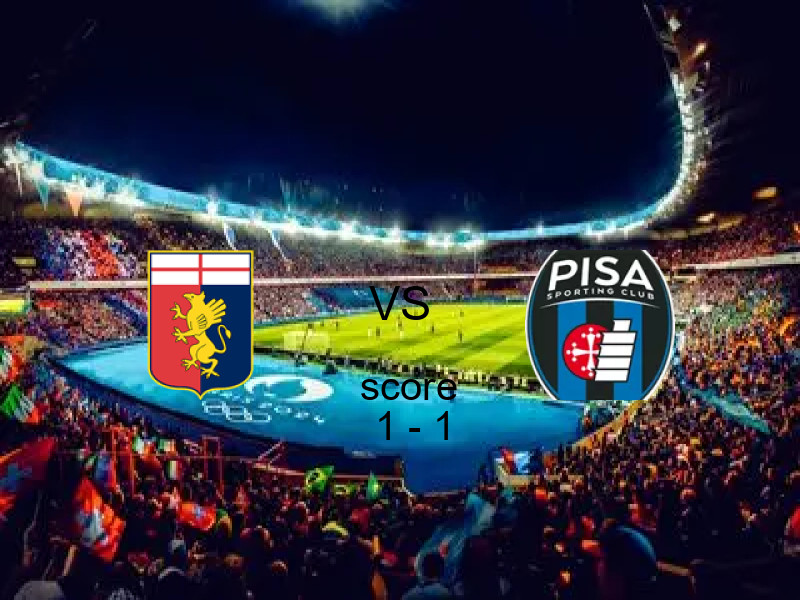 جنوى و بيزا كالتشيو يتعادلان بنتيجة 1 - 1 في بطولة الدوري الإيطالي.