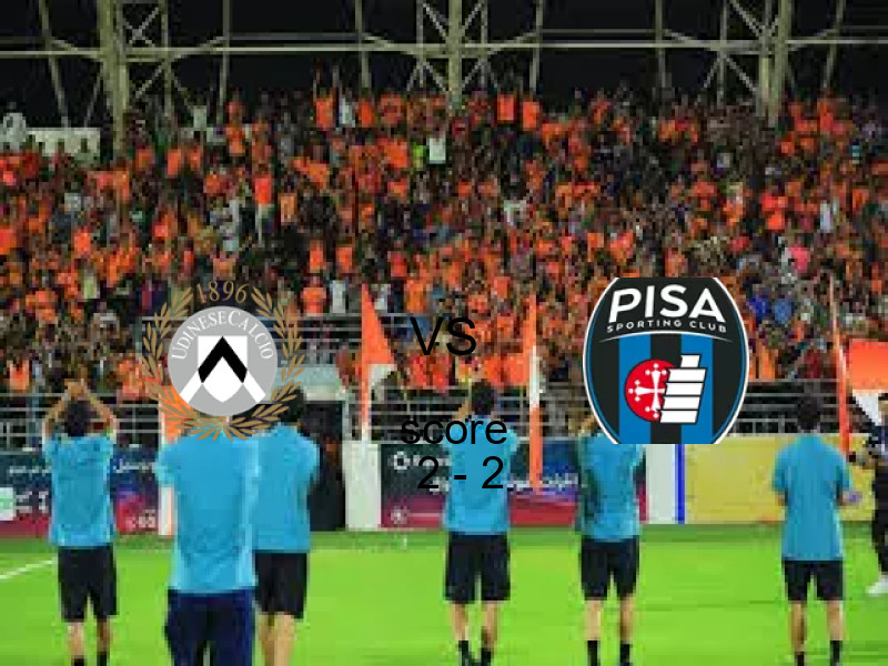 أودينيزي و بيزا كالتشيو يتعادلان بنتيجة 2 - 2 في بطولة الدوري الإيطالي.